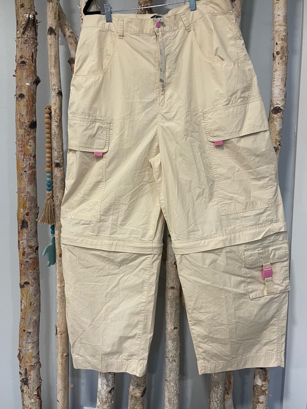 BDG Cream and Pink Cargo Pants